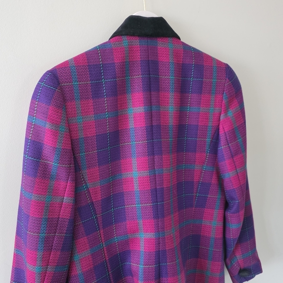 Braemar by Jeremy Scott 6 Vintage Elle Woods Barbiecore Retro Plaid Wool Blazer - Picture 9 of 14